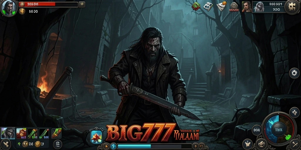 Gameplay seram di BIG777 dengan suasana mencekam dan karakter menyeramkan.