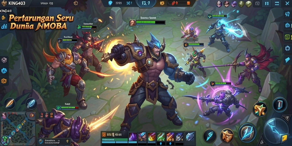 Tampilan seru gameplay MOBA KING403 dengan aksi tim yang dinamis.
