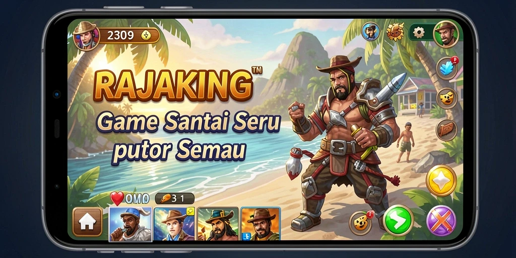 Tampilan gameplay menarik dari RAJAKING yang penuh warna.