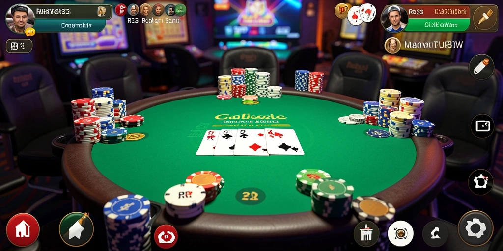 Tampilan gameplay RR33 dengan aksi poker yang menarik.
