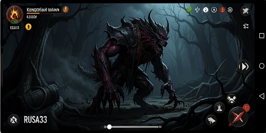 Tampilan gameplay menakutkan RUSA33 yang penuh kegelapan dan teror.