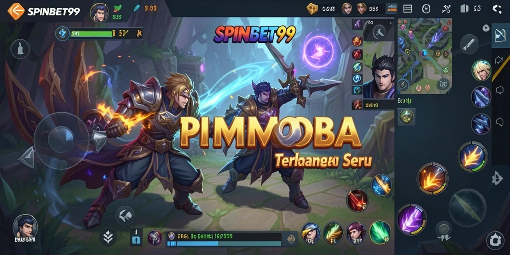 Gameplay seru SPINBET99 dengan pertempuran intens di arena MOBA.