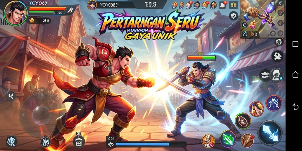 Screenshot menunjukkan aksi pertarungan seru di YOYO88.