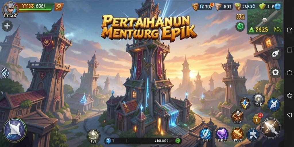 Screenshot YY123 menampilkan aksi seru pertahanan menara yang mendebarkan.